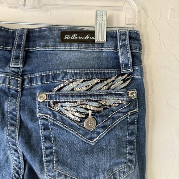 Stella in Dreams Jeans Womens‎ 9 29 Mid Rise Bootcut Sequin Pocket Denim SR116 - Picture 9 of 12